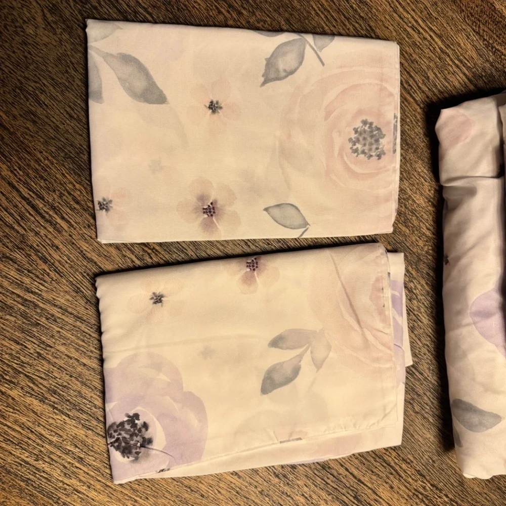 Sweet JoJo DesignsWatercolor Floral Lavender And Grey Collection Queen Sheet Set